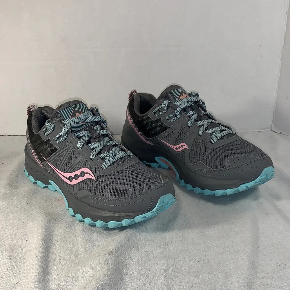 Saucony Women's Excursion TR 14 Gray and Teal Athletic Trail Shoes